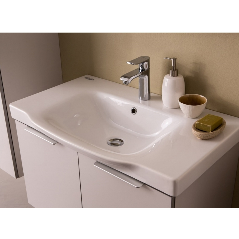 Set mobilier suspendat și lavoar Kolpasan Lana 80 cm lemn deschis [4]