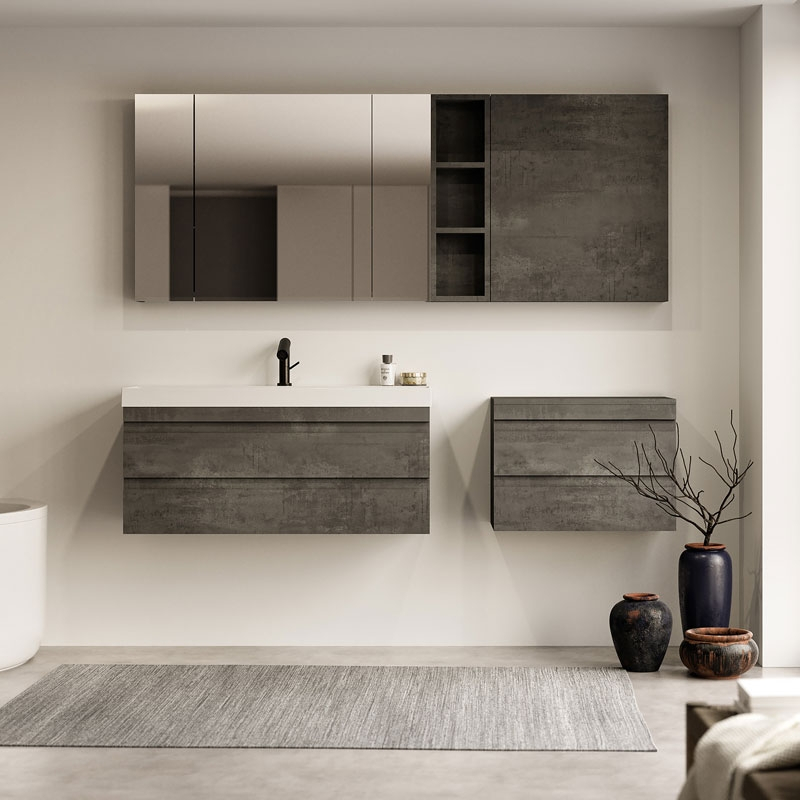 Set mobilier suspendat și lavoar Kolpasan Naomi 100 cm Dark Concrete [2]