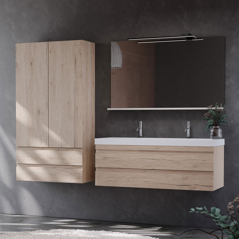 Set mobilier suspendat și lavoar Kolpasan Naomi 120 cm natural wood [2]