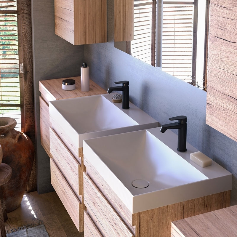 Set mobilier suspendat și lavoar Kolpasan Naomi 50 cm natural wood [3]