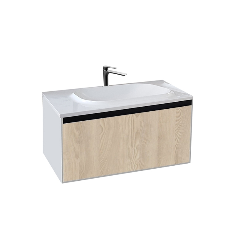 Set mobilier suspendat și lavoar Kolpasan Pandora 110 cm lemn natur [3]
