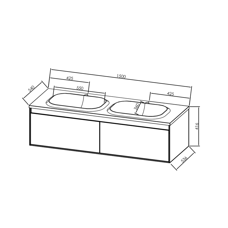 Set mobilier suspendat și lavoar Kolpasan Pandora 150 cm alb [5]