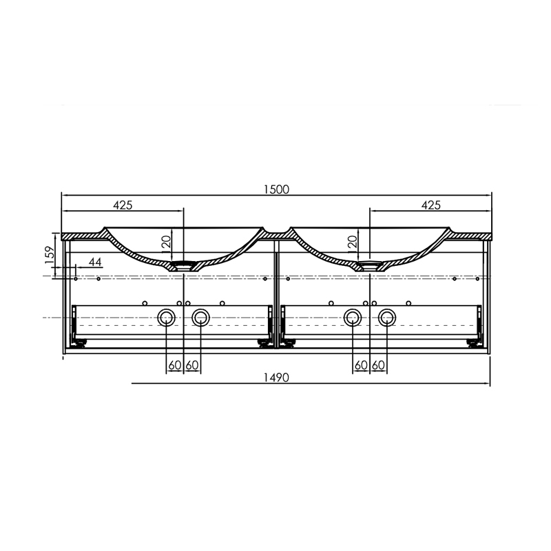 Set mobilier suspendat și lavoar Kolpasan Pandora 150 cm alb [4]