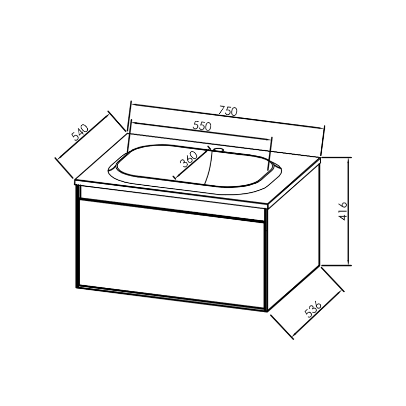 Set mobilier suspendat și lavoar Kolpasan Pandora 75 cm alb [3]