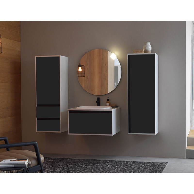 Set mobilier suspendat și lavoar Kolpasan Pandora 75 cm Black Stone [2]