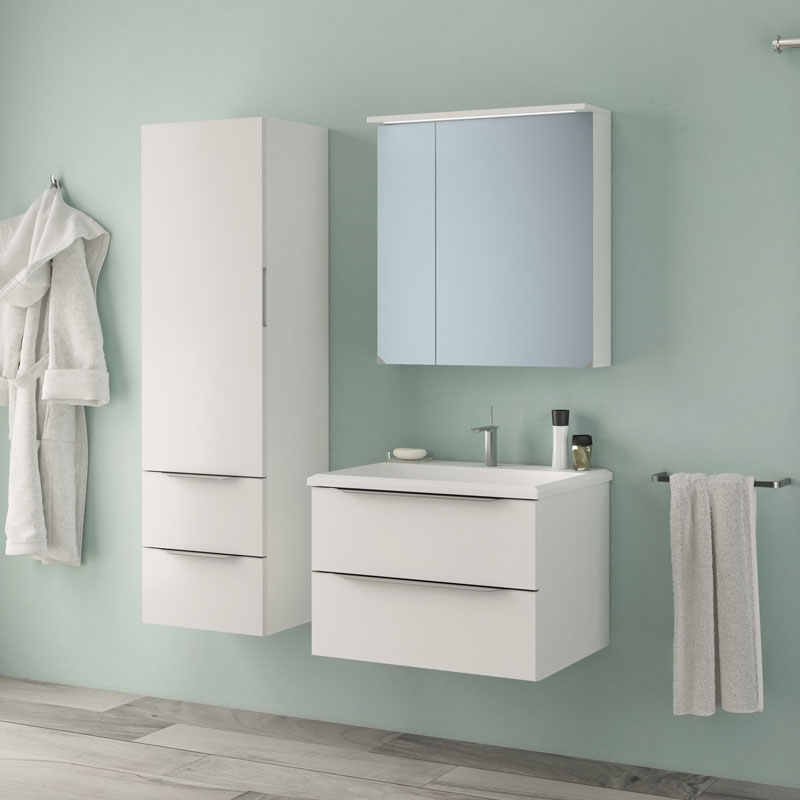 Set mobilier suspendat și lavoar Kolpasan Tara 71 cm alb mat [2]