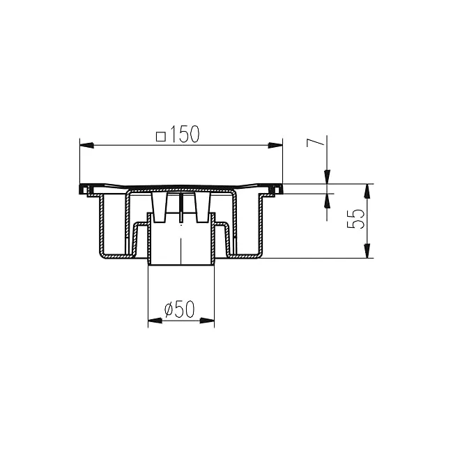 Sifon de pardoseala MCH cu iesire verticala DN 50/55 - otel inox [2]