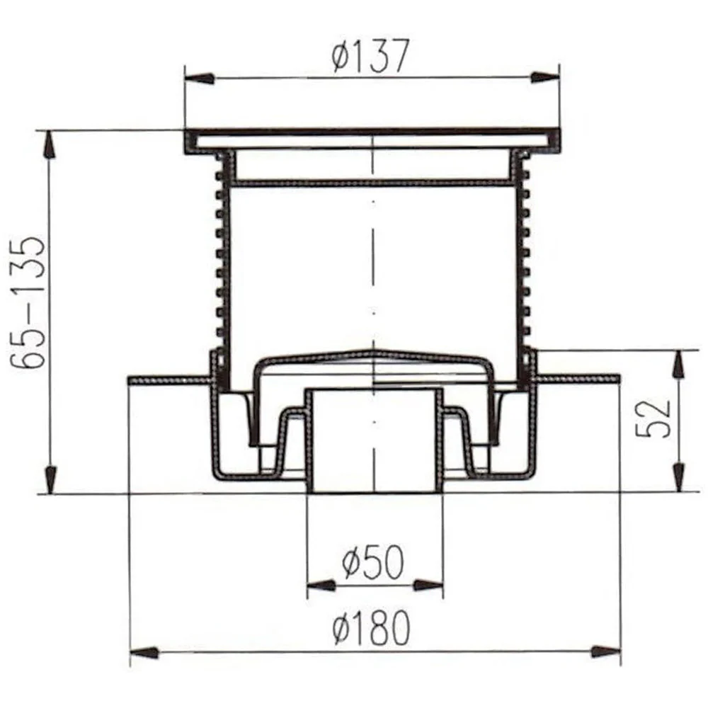 Sifon de pardoseala MCH cu iesire verticala DN 50/H reglabil, rotund cu guler/flansa [2]