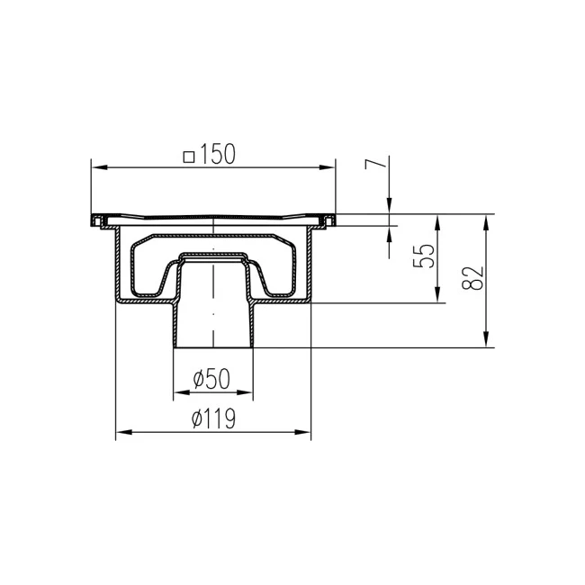 Sifon de pardoseala MCH Neptun cu iesire verticala DN 50/82 - otel inox [2]