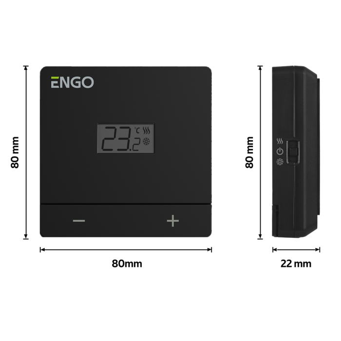Termostat de camera aparent ENGO EASY cu fir, negru , 230V [2]