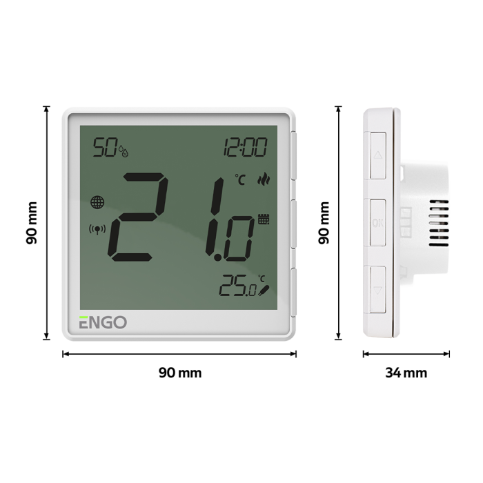 Termostat EONEBATW-230 , aparent, alim. baterii, alb, ENGO [3]