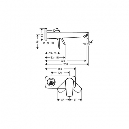 Baterie lavoar Hansgrohe, Talis Select E, montaj pe perete, 22.5 cm [2]