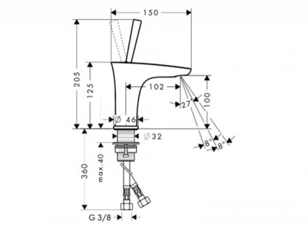 Baterie lavoar Hansgrohe, PuraVida, crom [1]