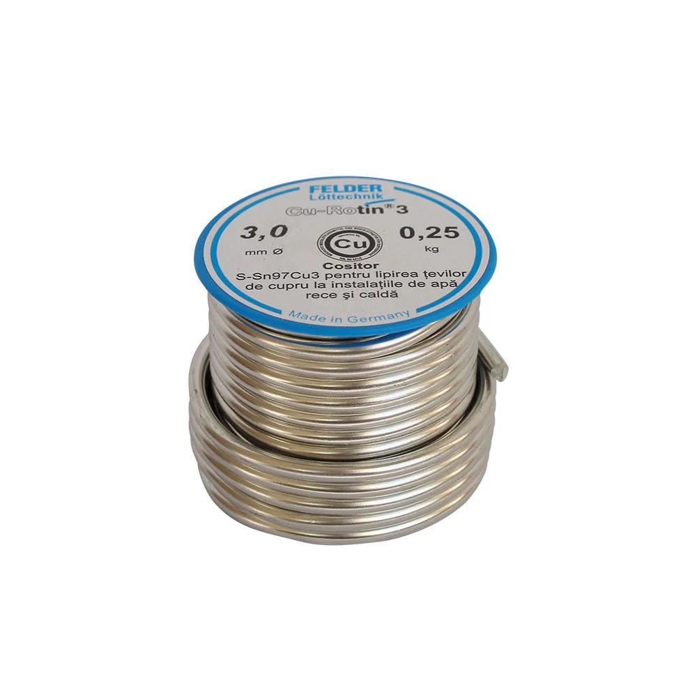 Consumabile - Aliaj de lipire moale 250 gr, Felder Cu Rotin 3 S-Sn97Cu3-2 mm