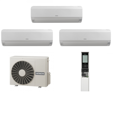 Aer conditionat rezidential - Aparat aer conditionat Mokai Hitachi, sistem multi split pentru 3 incaperi, unitati exterioare cu o putere de 12000 BTU/h