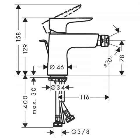 Baterie bideu, Hansgrohe, Talis E, negru mat [1]