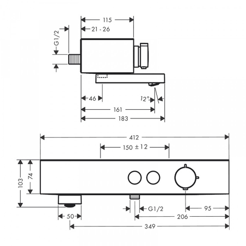 Baterie Cadă-Duș Hansgrohe ShowerTablet Select 400 cu Termostat Crom [1]