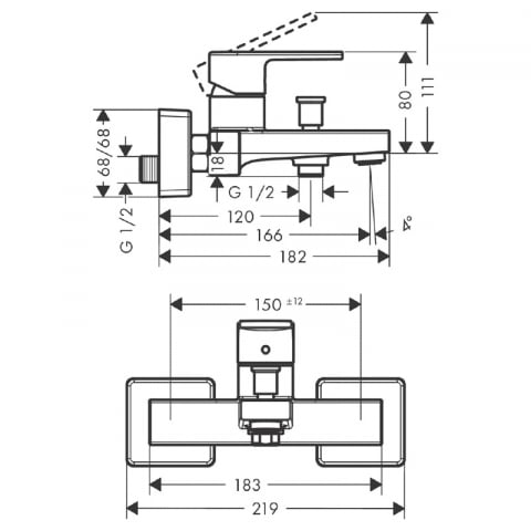 Baterie Cadă-Duș Hansgrohe Vernis Shape Negru Mat [1]