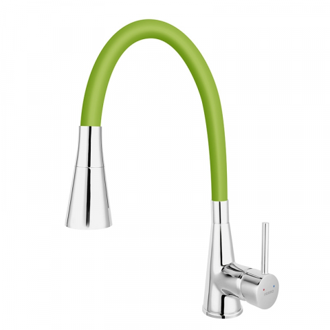 Baterii bucatarie - Baterie de bucătărie Ferro Zumba II cu pipă flexibilă verde