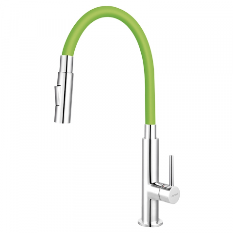 Baterii bucatarie - Baterie de bucătărie Ferro Zumba Slim 2F cu pipă flexibilă verde