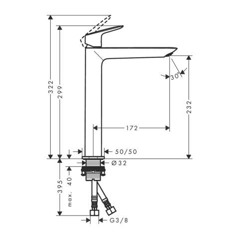Baterie înaltă pentru lavoar Hansgrohe, Logis 240 Fine, negru mat [2]
