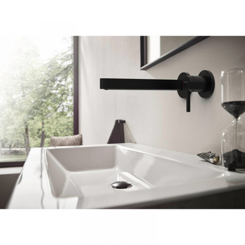 Baterie lavoar cu montaj pe perete, Hansgrohe, Finoris, cu pipa 22,8 cm, negru mat [1]