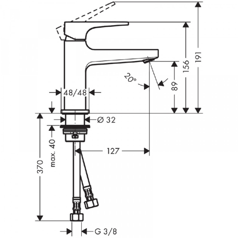 Baterie lavoar cu ventil, Hansgrohe, Metropol 100, crom [1]