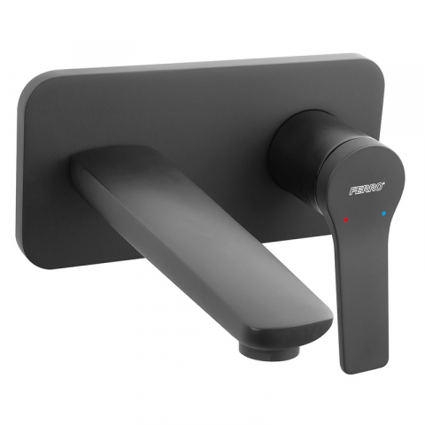 Baterii lavoar - Baterie lavoar, Ferro, Stratos Black, cu montaj pe perete, negru mat