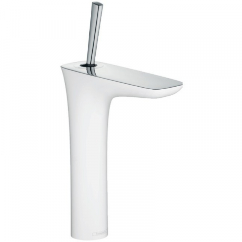Baterii lavoar - Baterie lavoar Hansgrohe, PuraVida 200, cu ventil click-clack, mâner joystick, alb/crom