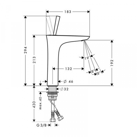 Baterie lavoar Hansgrohe, PuraVida 200, cu ventil click-clack, mâner joystick, alb/crom [3]