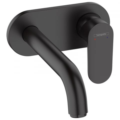 Baterii lavoar - Baterie lavoar Hansgrohe, Vernis Blend, pipa 205 mm, montaj pe perete, negru mat