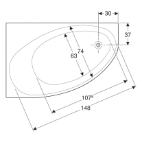 Cada asimetrica pe dreapta, Geberit, Selnova, 160 cm, alb [4]