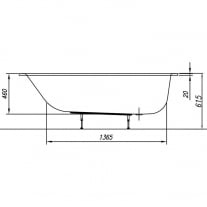 Cada dreptunghiulara slim, Kolpasan, Betty E2, 180 x 80 cm, alb [3]