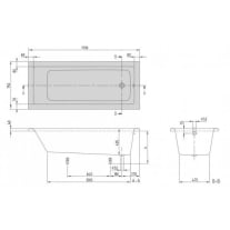 Cada dreptunghiulară Villeroy & Boch, Targa Plus Solo, 170 x 75, cu set de picioare, alb alpin [1]
