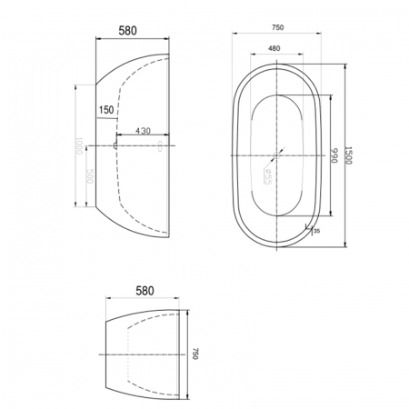 Cada freestanding Florida Aura - Design oval modern, alb, cu instalație completă [2]