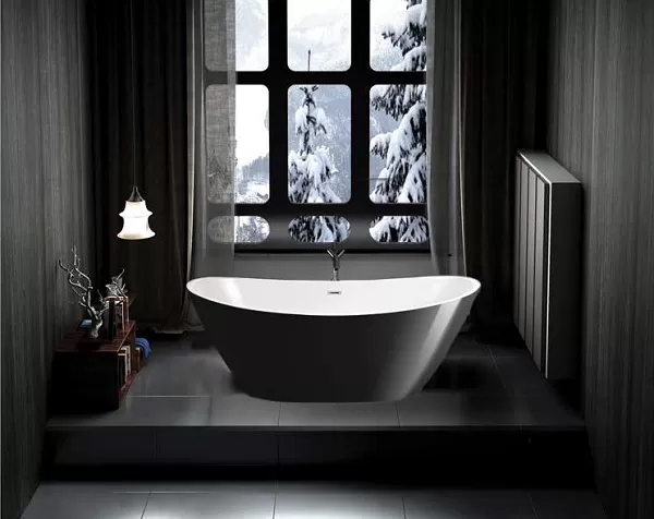 Cazi freestanding - Cada freestanding Florida Selena Black - Design modern alb-negru, cu instalație completă