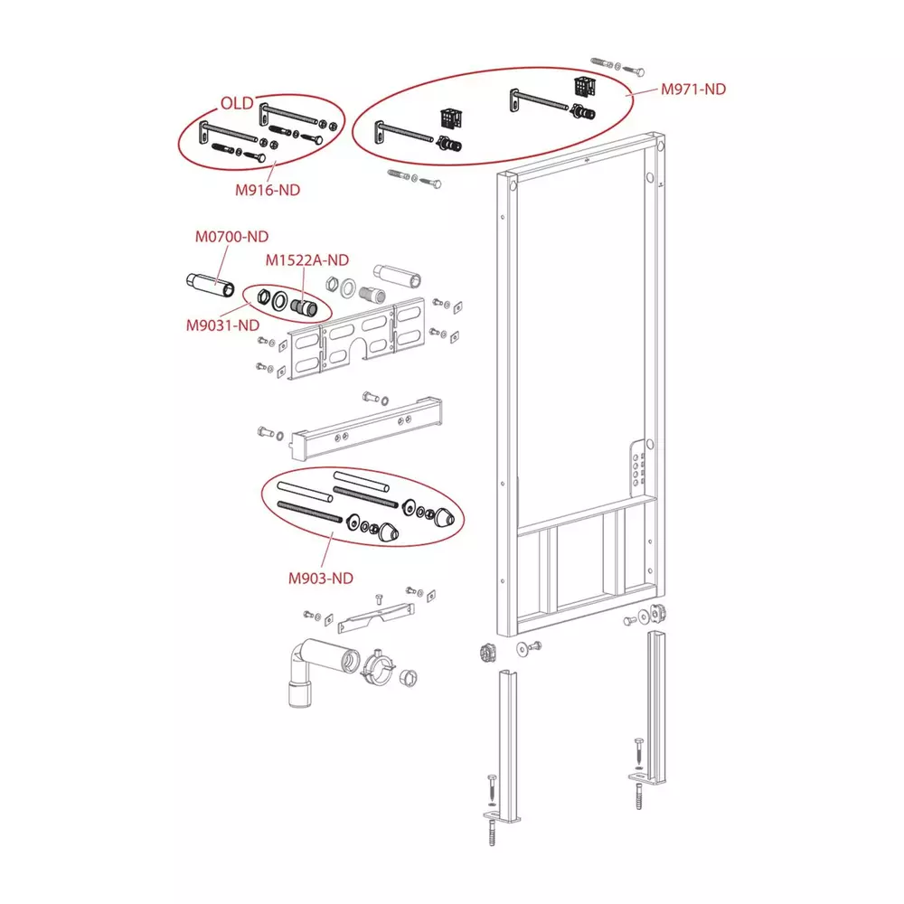 Cadru montaj bideu Alca A105/1120, metal, 112 x 51 x 20 cm [2]