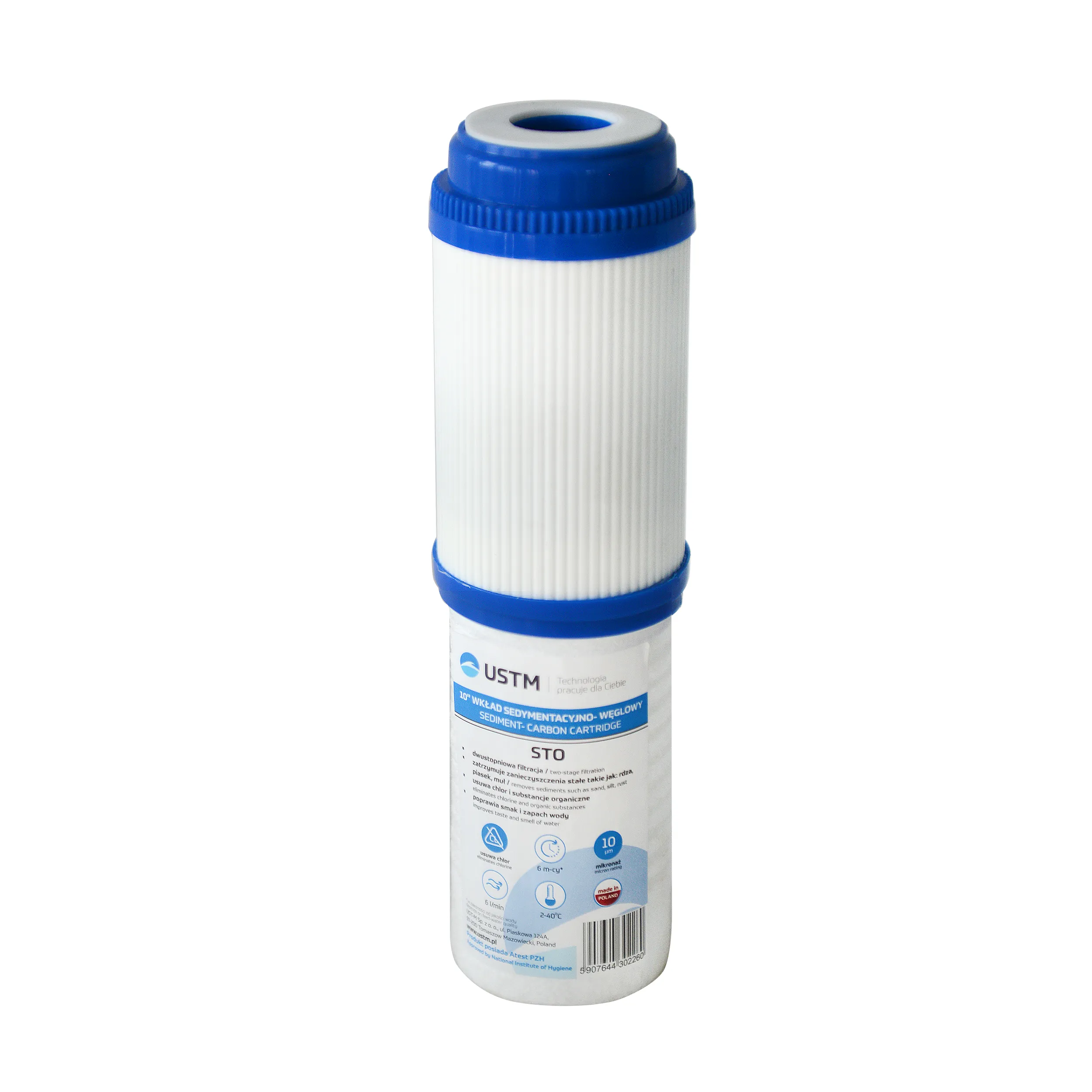 Sanitare - Cartuș de sedimentare și cărbune 10" STO USTM – Filtrare dublă pentru impurități și gust