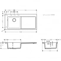 Chiuveta de bucatarie, Hansgrohe, SilicaTec S51, 1 cuva cu picurator, negru grafit [1]