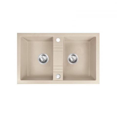 Chiuvete bucatarie - Chiuveta Granit Ferro Mezzo II Dreptunghiulară, 2 Cuve, Nisip - 780x480x177 mm
