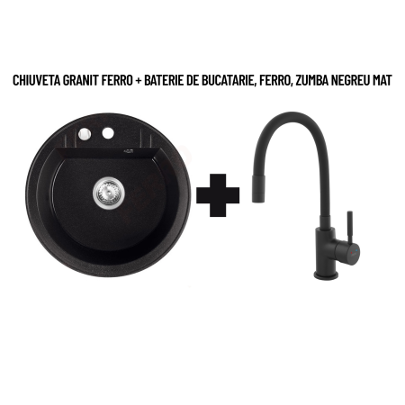 Chiuvete bucatarie - Chiuveta Granit Ferro Mezzo II Rotundă - Negru Grafit