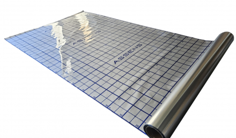 Încălzire în pardoseală sistem umed - Folie Assens 50m pentru încălzire în pardoseală, cu 5 straturi și aluminiu în centru