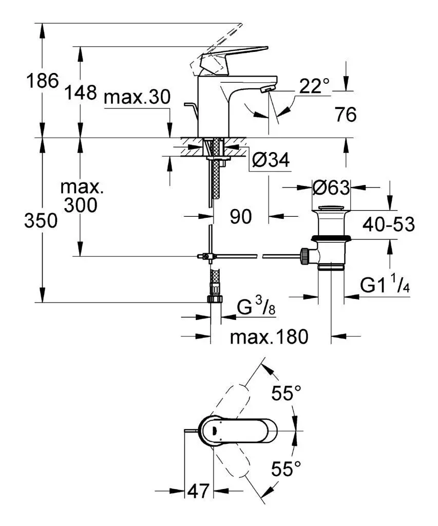 Grohe Eurosmart Cosmopolitan - Baterie lavoar, monocomandă, crom [1]