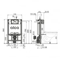 Rezervor WC incastrat, Alcadrain, Sadromodul, pentru instalari uscate in gips-carton, inaltime = 86,6 cm [1]