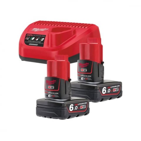 Unelte Instalatori - Set 2 acumulatori și încărcător Milwaukee M12 NRG-602 – Performanță și autonomie extinsă