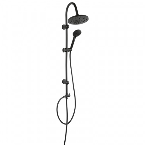 Coloane de dus - Set coloană de duș Ferro Rondo Black, cu pară și pălărie, rotund, negru mat