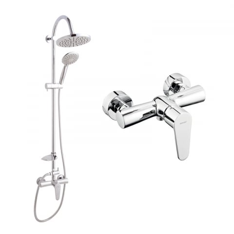 Coloane de dus - Set de duș cu cap de duș Ferro Algeo fix și mobil, crom