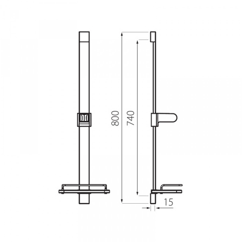 Set duș Ferro Quadro, cu bara de 80 cm și cap de duș mobil, crom [1]