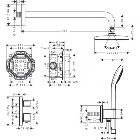 Set de duș Hansgrohe Croma E 280 ShowerSelect [1]