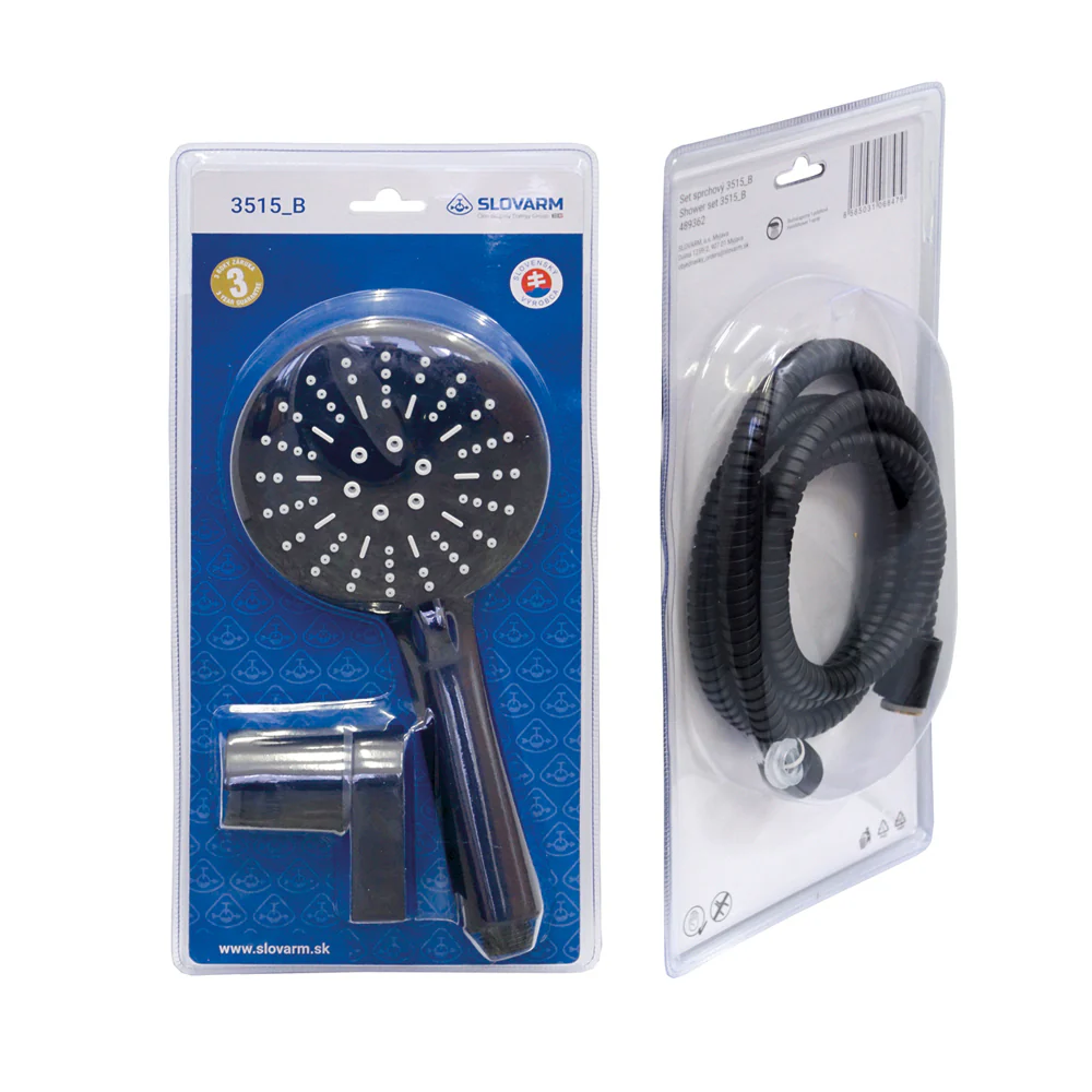 Coloane de dus - Set furtun dus, suport si para, negru mat 3515_B, Slovarm